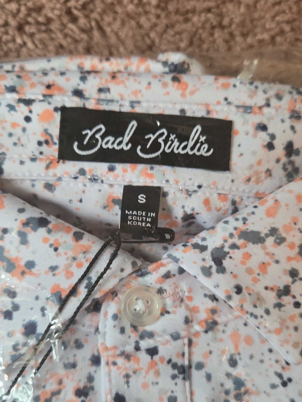 Bad Birdie Men’s Splatter Polo - Prairie Sunset Small - Picture 3 of 5